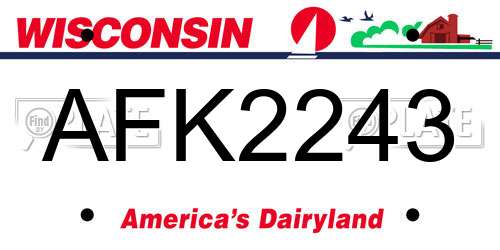 AFK2243 Wisconsin License Plate