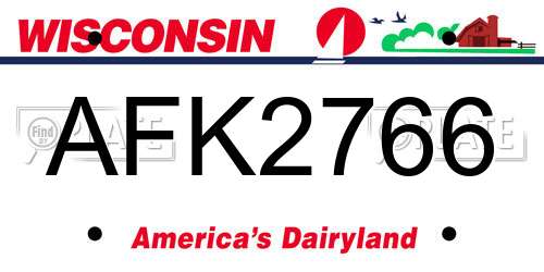 AFK2766 Wisconsin License Plate