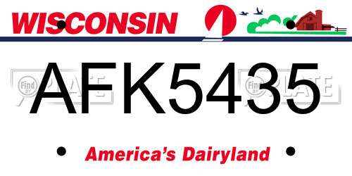 AFK5435 Wisconsin License Plate