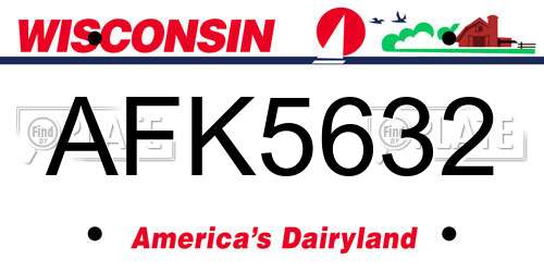 AFK5632 Wisconsin License Plate