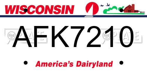 AFK7210 Wisconsin License Plate
