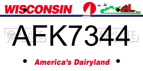 AFK7344 Wisconsin License Plate