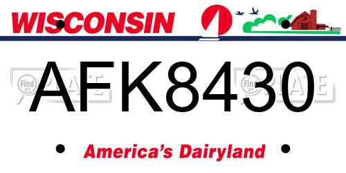AFK8430 Wisconsin License Plate