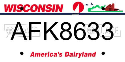AFK8633 Wisconsin License Plate