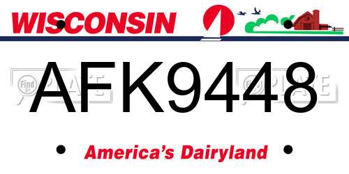 AFK9448 Wisconsin License Plate