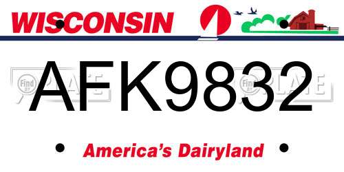 AFK9832 Wisconsin License Plate