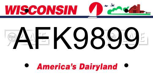 AFK9899 Wisconsin License Plate
