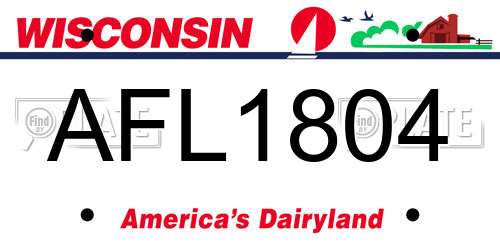 AFL1804 Wisconsin License Plate