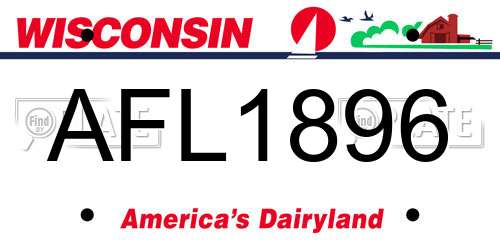 AFL1896 Wisconsin License Plate