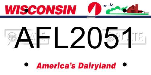 AFL2051 Wisconsin License Plate