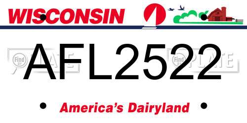 AFL2522 Wisconsin License Plate
