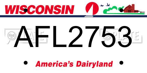 AFL2753 Wisconsin License Plate