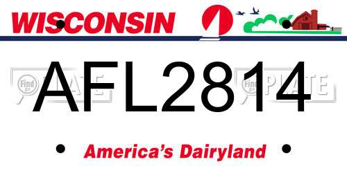 AFL2814 Wisconsin License Plate