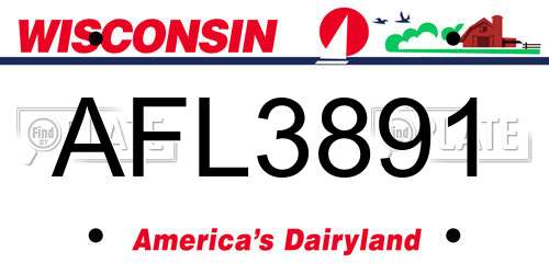 AFL3891 Wisconsin License Plate