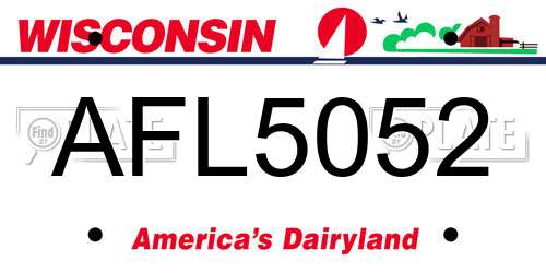 AFL5052 Wisconsin License Plate