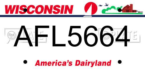 AFL5664 Wisconsin License Plate