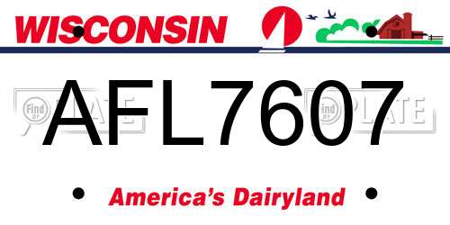 AFL7607 Wisconsin License Plate