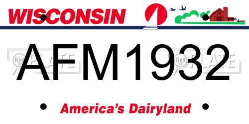 AFM1932 Wisconsin License Plate