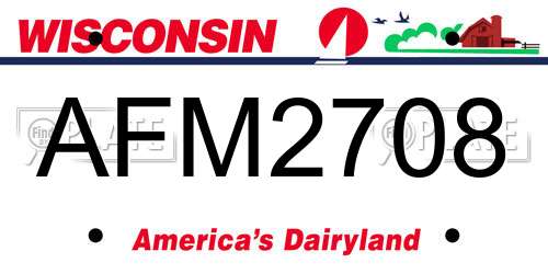 AFM2708 Wisconsin License Plate