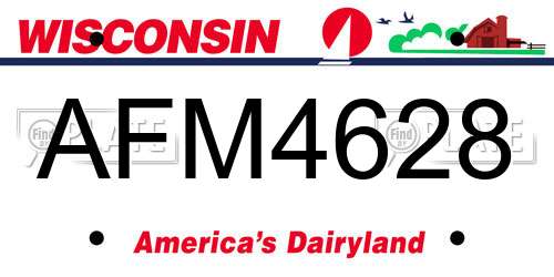AFM4628 Wisconsin License Plate
