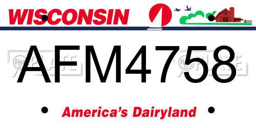 AFM4758 Wisconsin License Plate