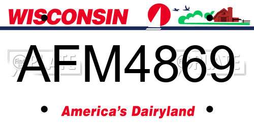 AFM4869 Wisconsin License Plate
