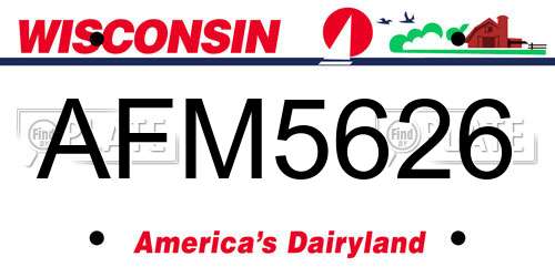 AFM5626 Wisconsin License Plate