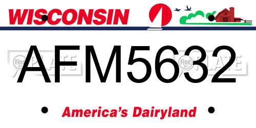 AFM5632 Wisconsin License Plate