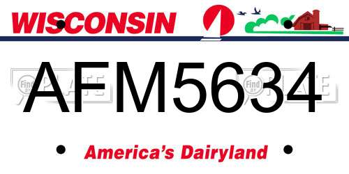 AFM5634 Wisconsin License Plate