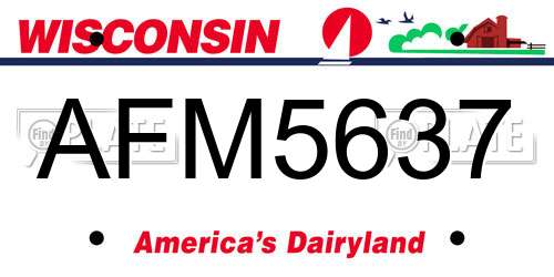 AFM5637 Wisconsin License Plate