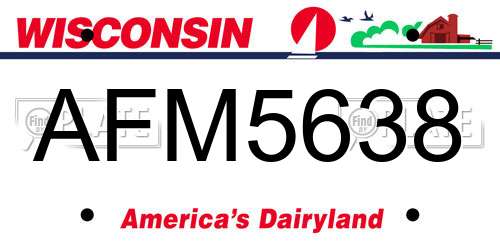 AFM5638 Wisconsin License Plate