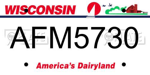 AFM5730 Wisconsin License Plate
