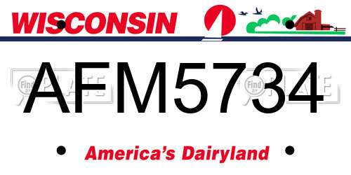 AFM5734 Wisconsin License Plate