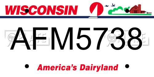 AFM5738 Wisconsin License Plate