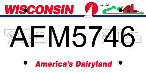 AFM5746 Wisconsin License Plate