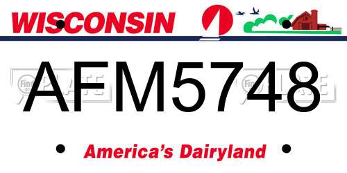 AFM5748 Wisconsin License Plate