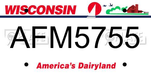 AFM5755 Wisconsin License Plate