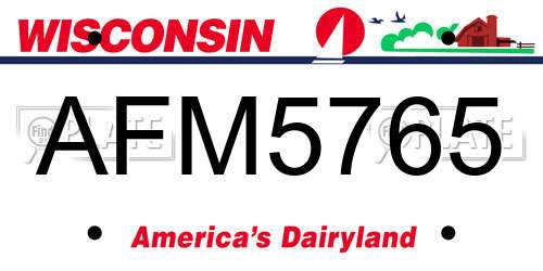 AFM5765 Wisconsin License Plate