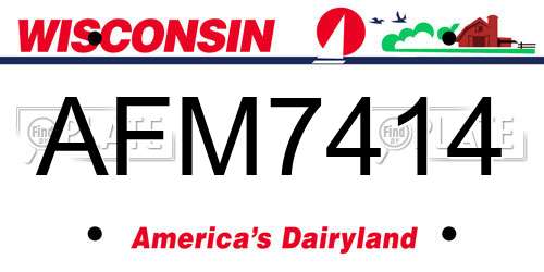 AFM7414 Wisconsin License Plate