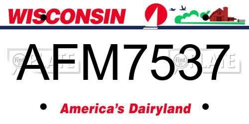 AFM7537 Wisconsin License Plate