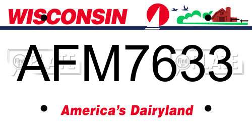 AFM7633 Wisconsin License Plate