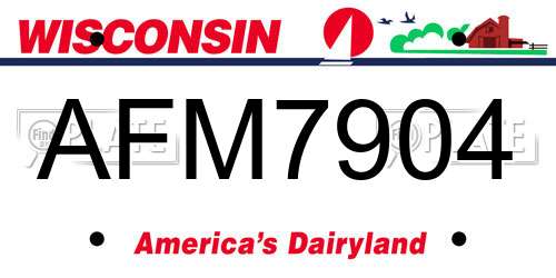 AFM7904 Wisconsin License Plate