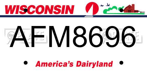 AFM8696 Wisconsin License Plate