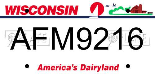 AFM9216 Wisconsin License Plate