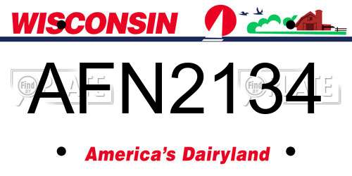 AFN2134 Wisconsin License Plate
