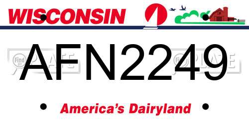 AFN2249 Wisconsin License Plate