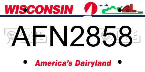 AFN2858 Wisconsin License Plate