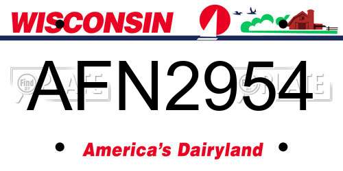 AFN2954 Wisconsin License Plate