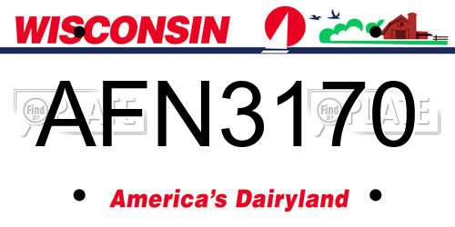 AFN3170 Wisconsin License Plate