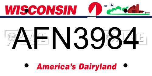 AFN3984 Wisconsin License Plate